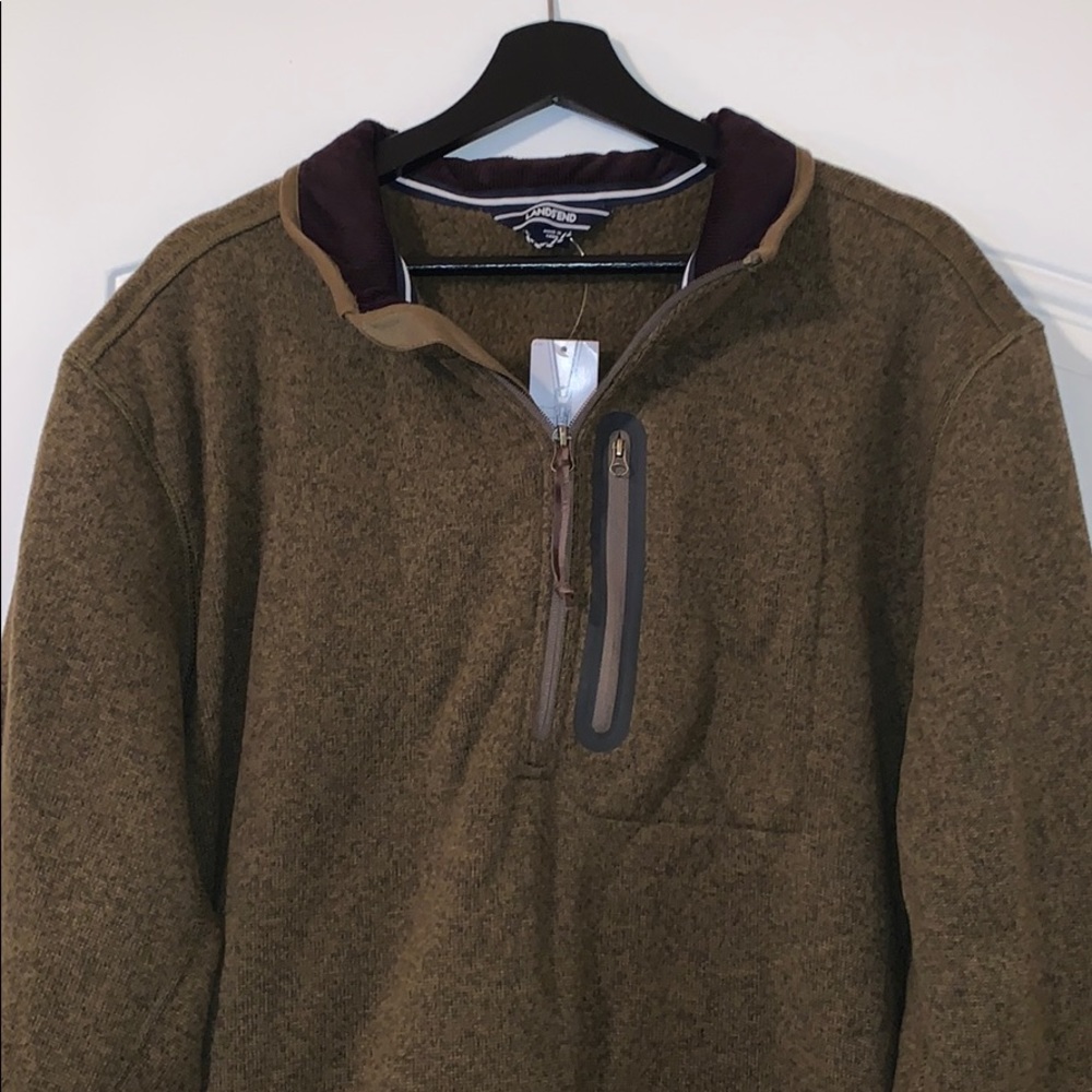Land’s End Fleece Men’s Half Zip- Pine- XXL NWT